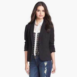 OLIVIA MOON black stretch knit blazer small